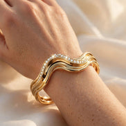 Sculptural Wave Diamond Cuff lifestyle