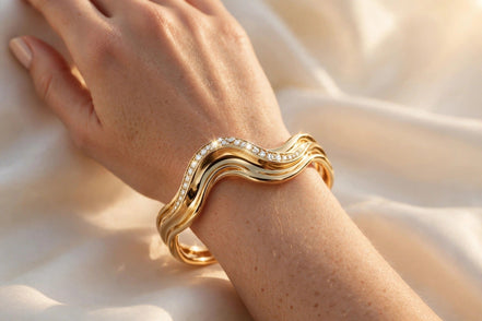 Sculptural Wave Diamond Cuff lifestyle