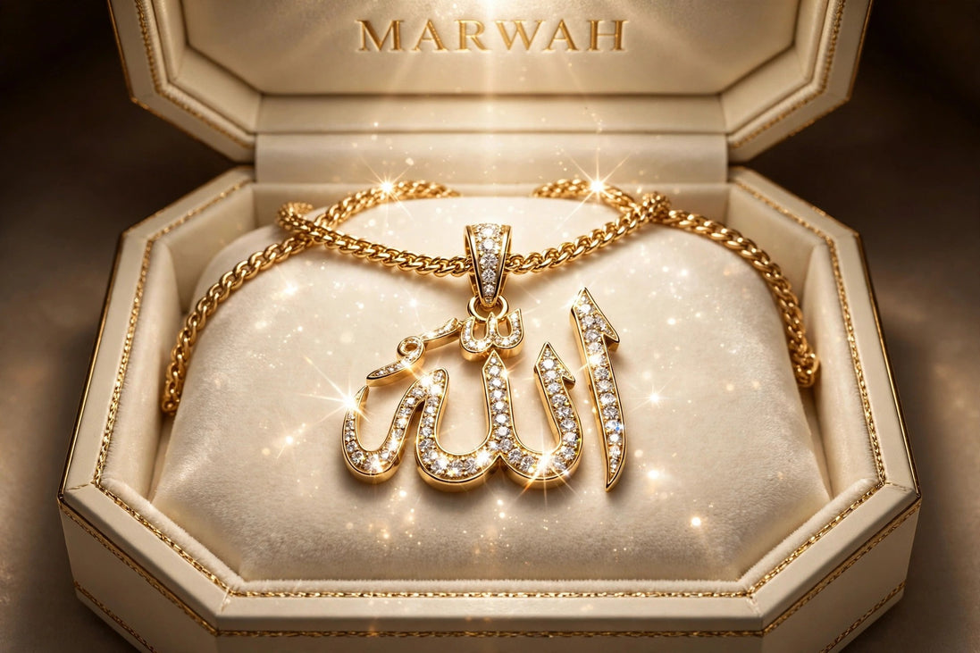 Allah Diamond Pendant in the MARWAH ivory box