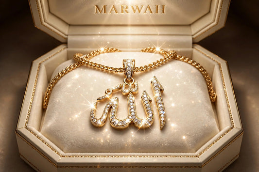 Allah Diamond Pendant in the MARWAH ivory box