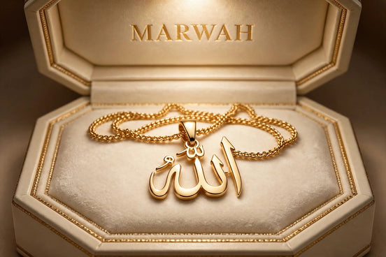 Allah Gold Pendant in the MARWAH ivory box