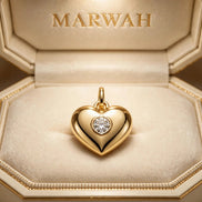 New Baby Heart Charm in the MARWAH ivory box