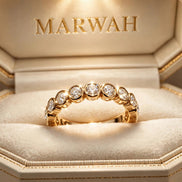 Bezel-Set Diamond Wedding Band in the MARWAH ivory box