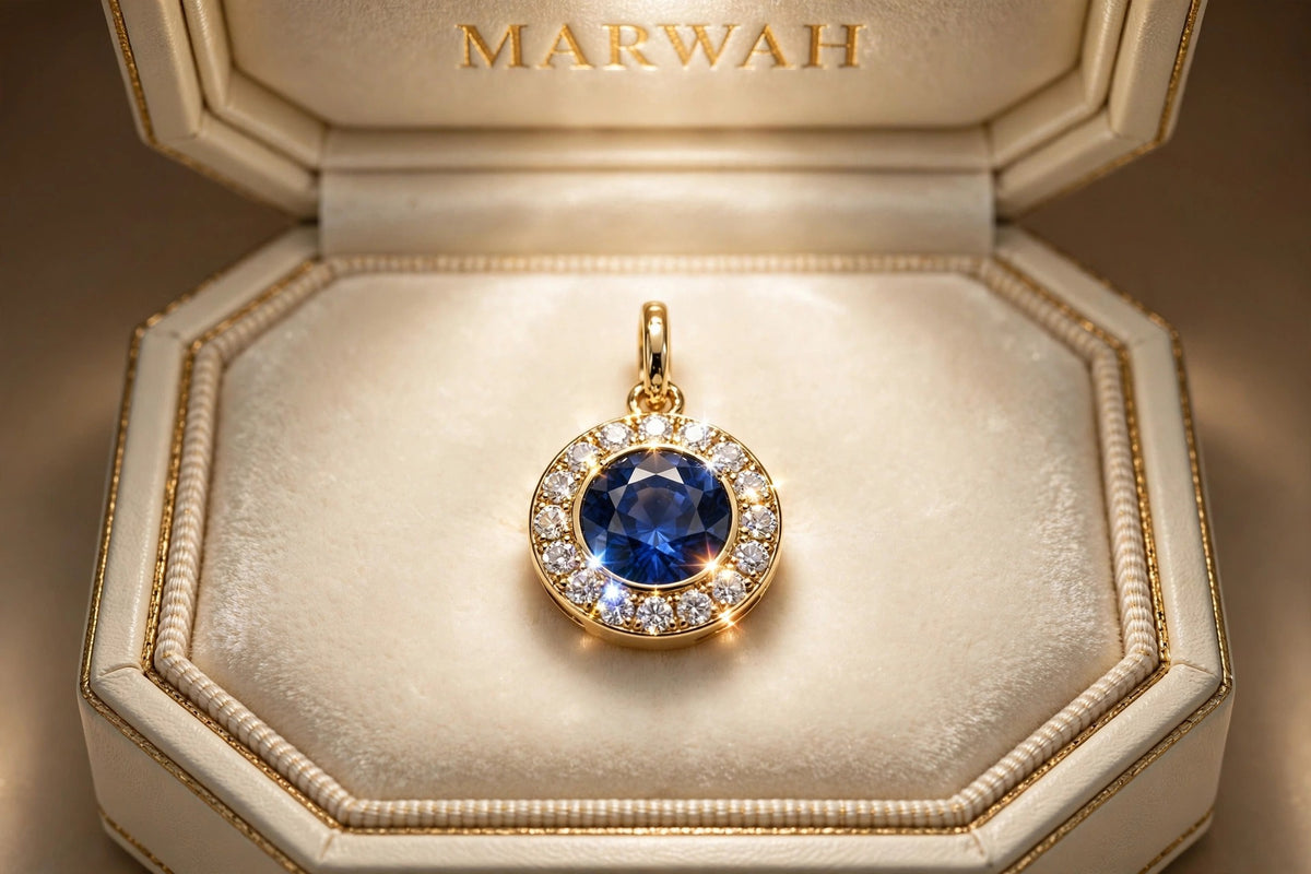 Birthstone Charm in the MARWAH ivory box