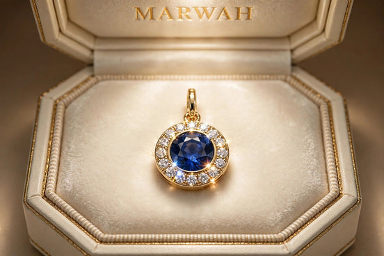 Birthstone Charm in the MARWAH ivory box