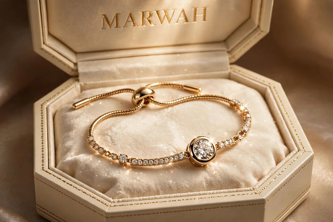 Diamond Bolo Bracelet in the MARWAH ivory box