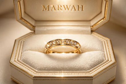 Channel-Set Diamond Wedding Band in the MARWAH ivory box