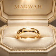 Classic Polished Gold Band in the MARWAH ivory box