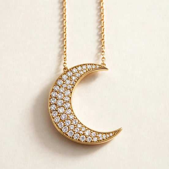 Crescent Moon Diamond Pendant