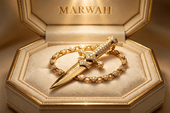 Diamond Dagger Pendant in the MARWAH ivory box