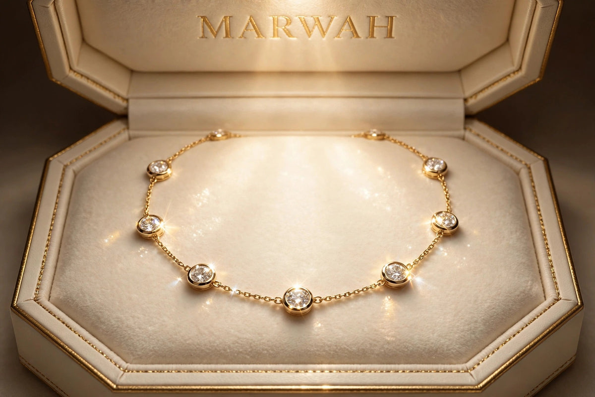 Diamonds by the Yard Necklace in the MARWAH ivory box