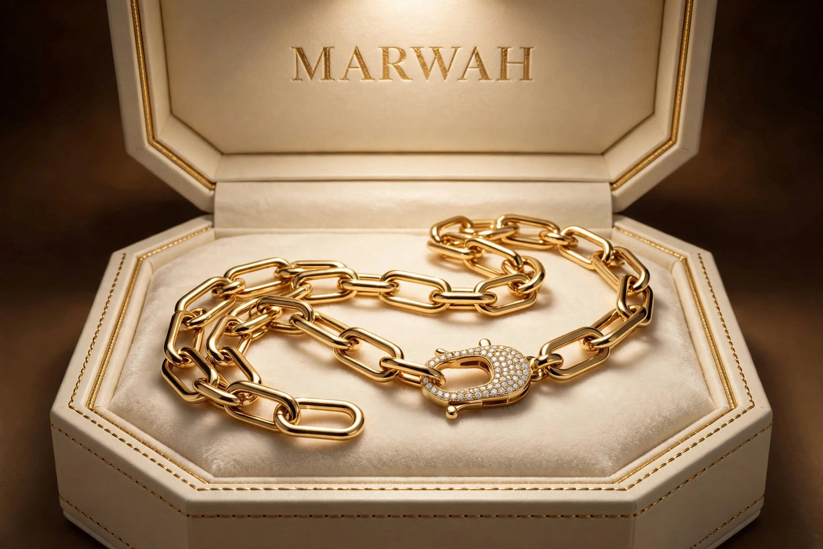 Diamond Clasp Paperclip Necklace