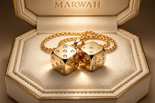 Dice Pendant in the MARWAH ivory box