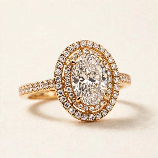 Double Halo Oval Ring