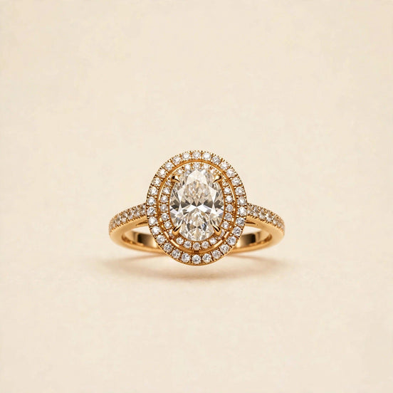 Double Halo Oval Ring