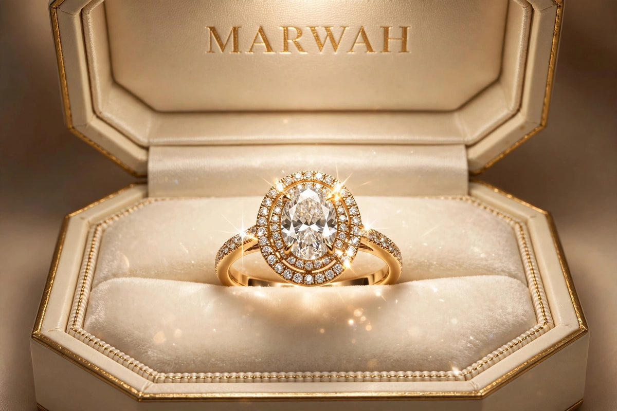 Double Halo Oval Ring