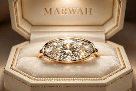 East-West Oval Solitaire Engagement Ring in the MARWAH ivory box