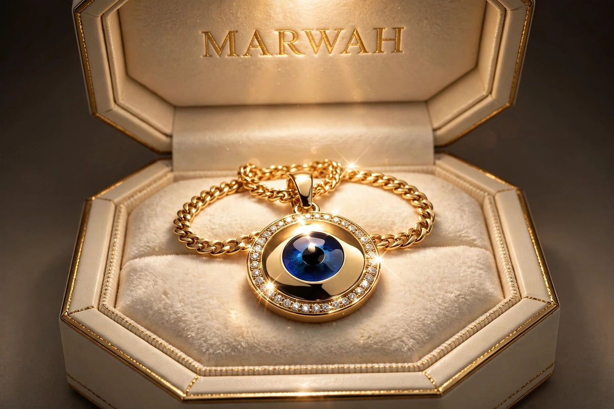Evil Eye Pendant in the MARWAH ivory box