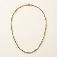 Fine Cable Chain, classic polished cable links in yellow gold, full view.