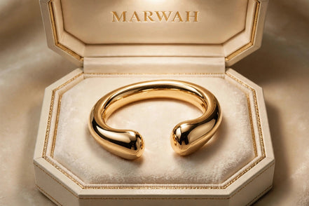 Sculptural Gold Cuff in the MARWAH ivory box