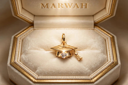 Graduation Cap Charm in the MARWAH ivory box