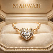 Diamond Heart Pendant in the MARWAH ivory box