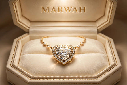 Diamond Heart Pendant in the MARWAH ivory box