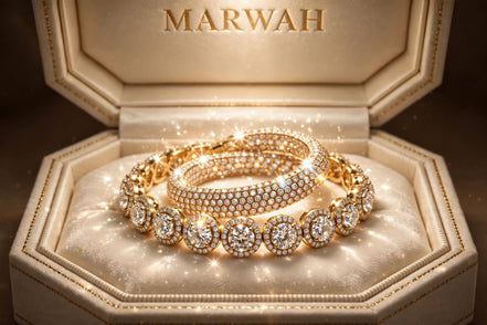 Iced Tennis Bracelet in the MARWAH ivory box