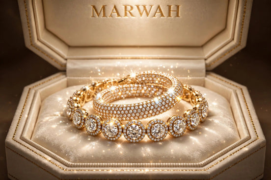 Iced Tennis Bracelet in the MARWAH ivory box