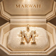 Diamond Initial Charm in the MARWAH ivory box