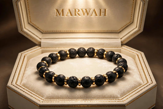 Lava Bead Gold Bracelet