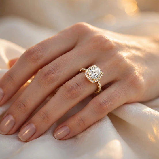Cushion Halo Engagement Ring lifestyle