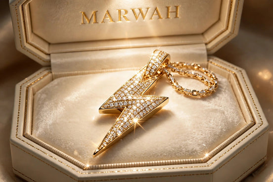 Lightning Bolt Pendant in the MARWAH ivory box