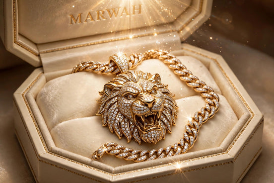 Lion Head Pendant in the MARWAH ivory box