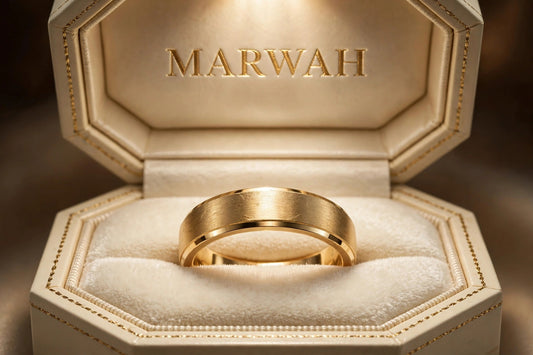 Brushed Matte Gold Band in the MARWAH ivory box