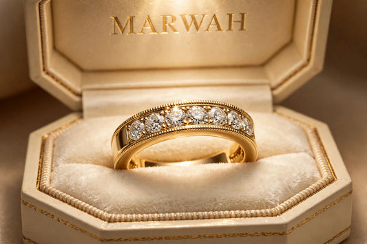 Milgrain Diamond Band in the MARWAH ivory box
