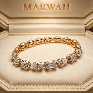 Mixed-Cut Diamond Line Bracelet in the MARWAH ivory box