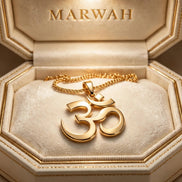 Om Gold Pendant in the MARWAH ivory box