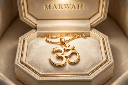 Om Gold Pendant in the MARWAH ivory box