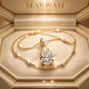 Pear Diamond Pendant in the MARWAH ivory box