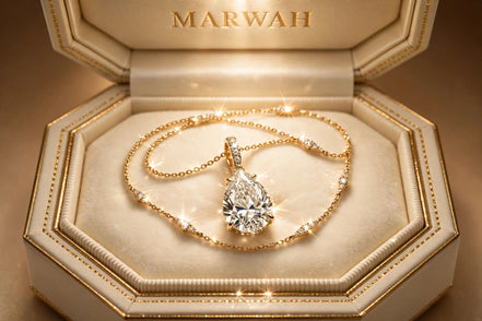 Pear Diamond Pendant in the MARWAH ivory box
