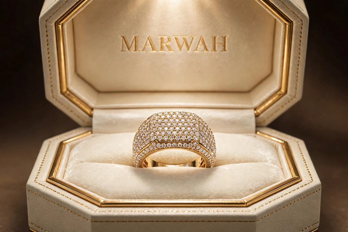 Diamond Pinky Ring in the MARWAH ivory box
