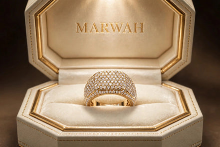 Diamond Pinky Ring in the MARWAH ivory box