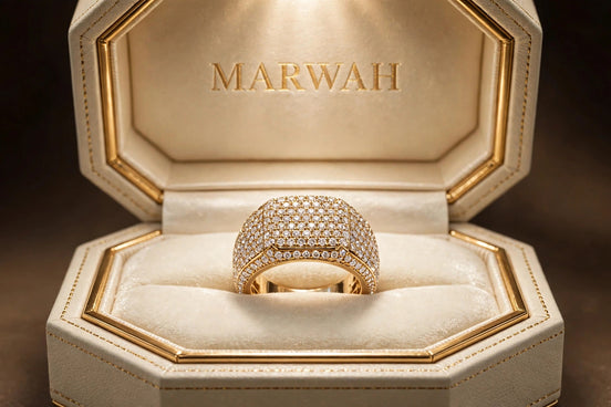 Diamond Pinky Ring in the MARWAH ivory box