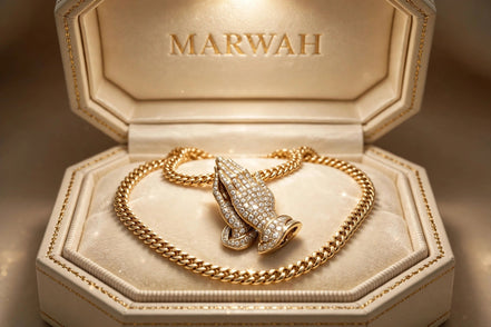Iced Praying Hands Pendant