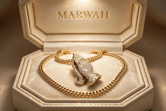Iced Praying Hands Pendant