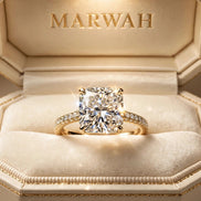 Radiant-Cut Solitaire Engagement Ring in the MARWAH ivory box