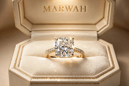 Radiant-Cut Solitaire Engagement Ring in the MARWAH ivory box