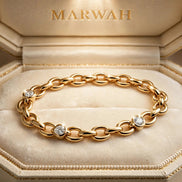Rolo Diamond Station Bracelet