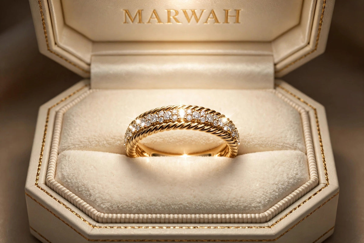 Twisted Rope Diamond Band in the MARWAH ivory box